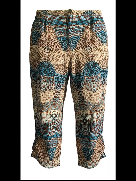 Anthropologie Pants - Anthropologie Elevenses Wide-Leg Printed Cropped Pants in Teal and Tan